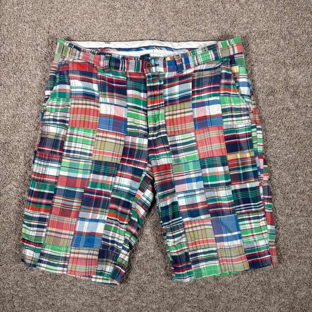 Polo Ralph Lauren Mens Patchwork Madras Plaid Shorts Multi Color Size 36